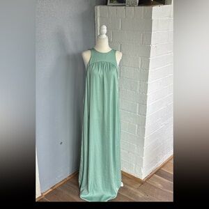 Hoss Intropia Elegant Mint Green Sleeveless Silk Maxi w/Pockets Dress sz 44